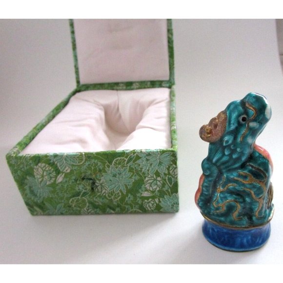 VTG Asian Porcelain QiLin Animal Unicorn Figurine with Box - Blessings & Luck - Picture 8 of 16